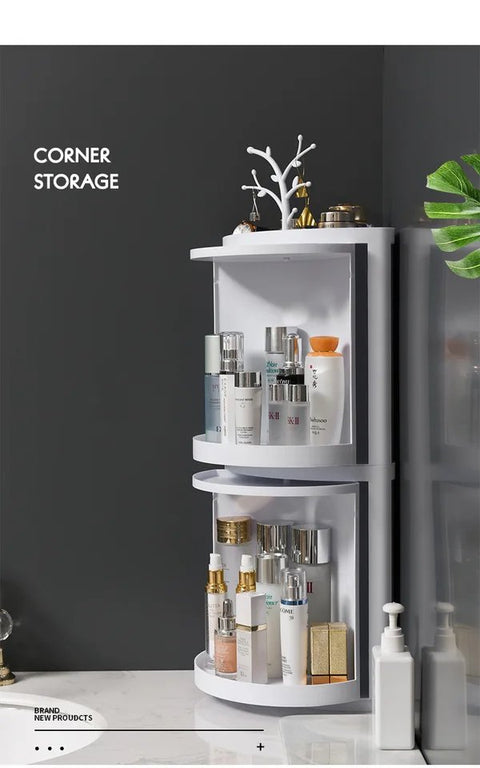 Double Layers Rotating Bathroom Corner Shelf