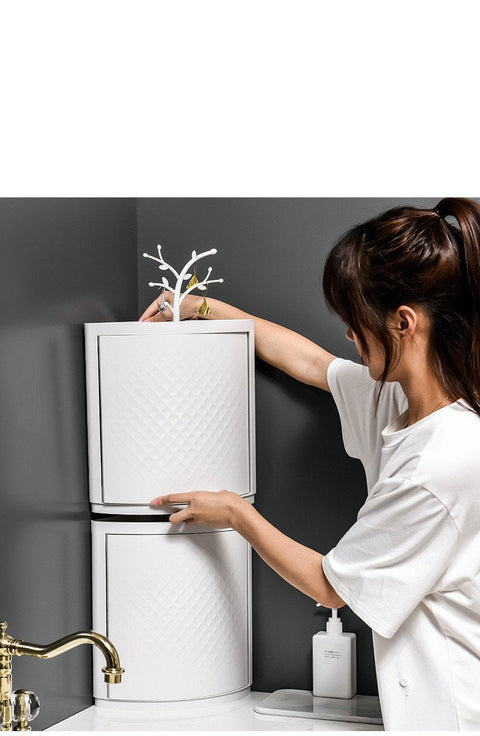 Double Layers Rotating Bathroom Corner Shelf